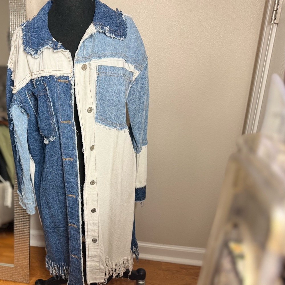 Denim Patchwork Long Jacket